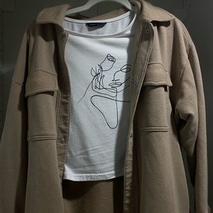 SHEIN Cropped Graphic Tee White Small